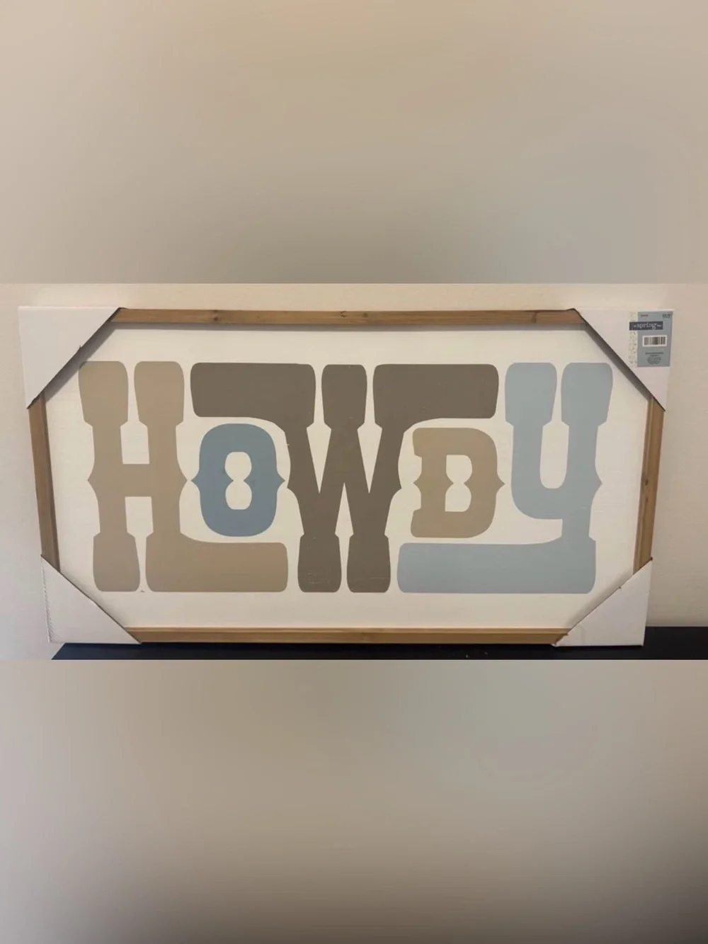 The Spring Shop Mid-Century Lettering Wall Art in Blue, Beige, and Gray
